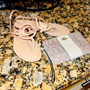 Authentic Coach Monogram Sandal with Matching Coach wrist wallet
